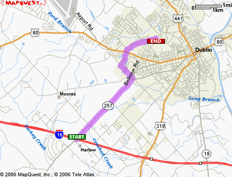 Click here for Directions from I-16 and Hwy 257